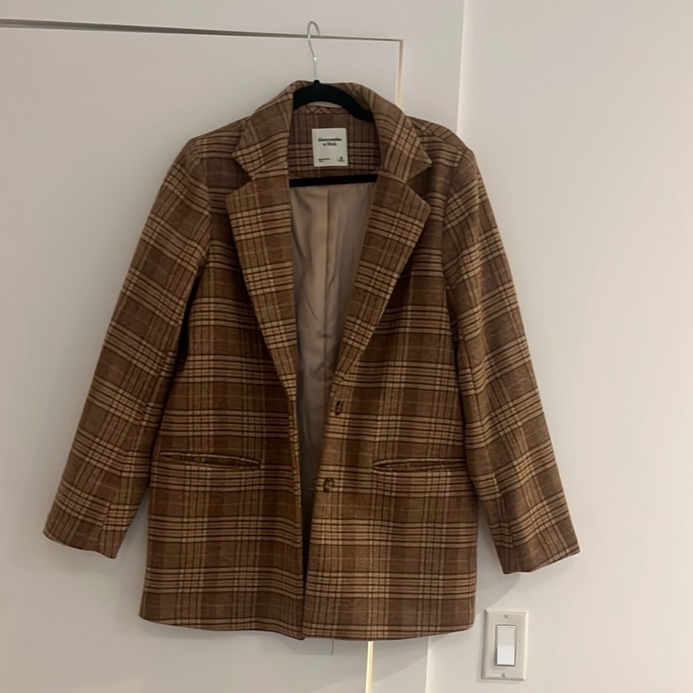 Abercrombie & Fitch Brown Blazer Wool Blend Notched Lapel